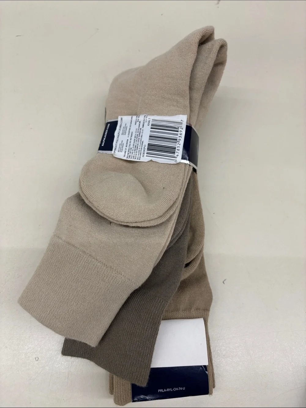 NWT Polo by Ralph Lauren Men’s Crew Socks - Beige & Taupe (3-Pack)